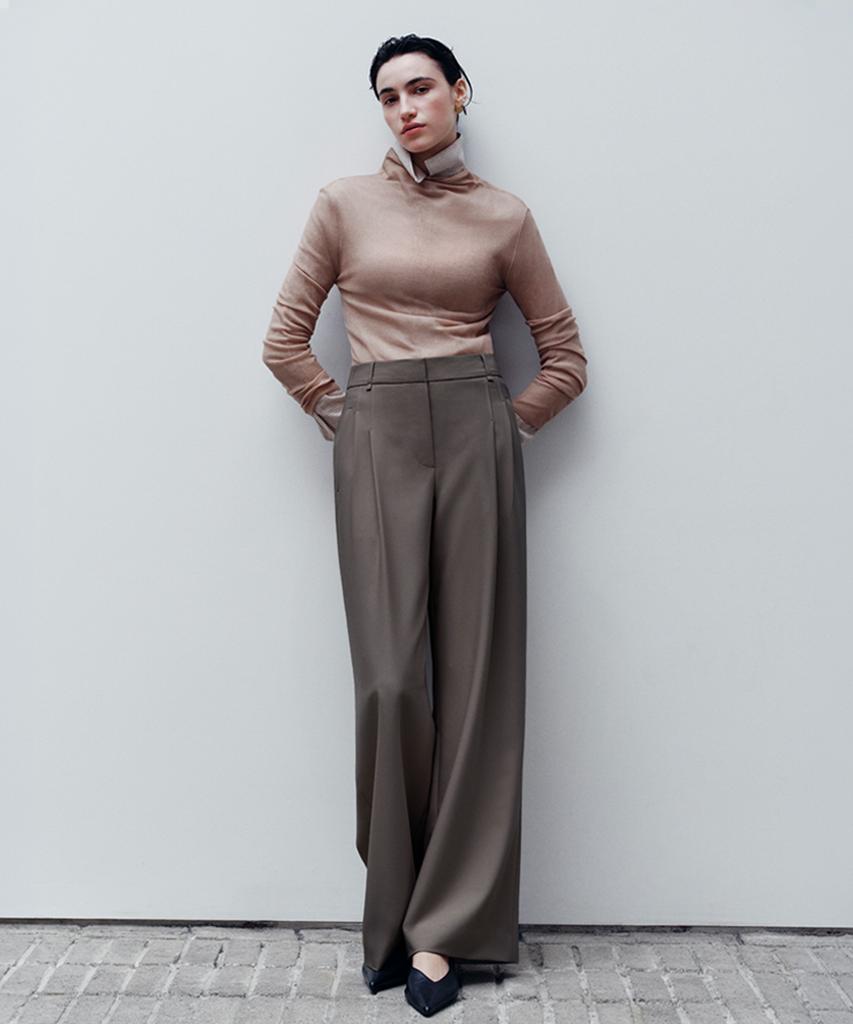 Boleugosesia 26Ss Широкие брюки с двойными складками Мокка