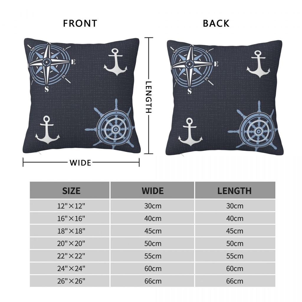 Nautical Compass Captain Anchor Boat Square Pillowcase Pillow Cover Cushion Throw Pillow For Home Sofa Living Room