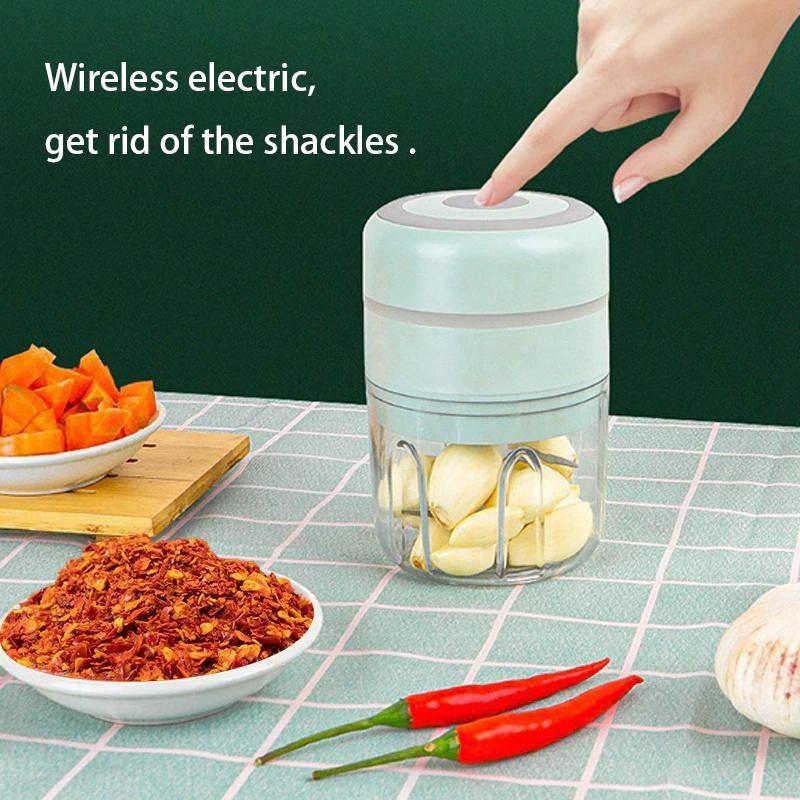 (100/250ml)2023 Upgraded Wireless Electric Garlic Masher Press Stirrer Chopper Vegetable Kitchen Garlic Potato Meat Shredder