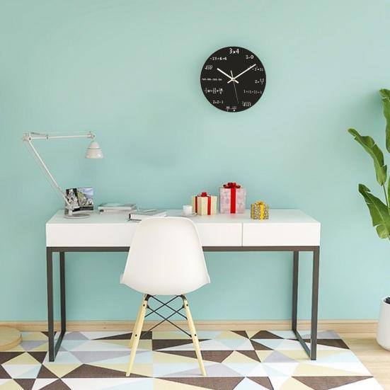 Math Wall Clock Silent Non-Ticking Quartz Movement with Hanging Hook Wooden Clock for Classroom Home Decoration