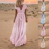 Summer Women's Beach Holiday V Neck Long Maxi Dress Ladies Boho Holiday Sundress