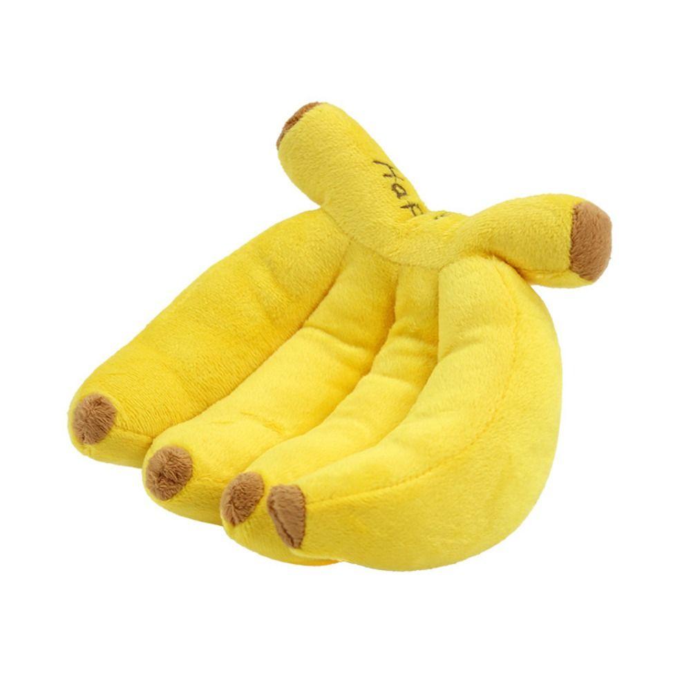 Yellow Squeaky Dog Toy Plush Banana Pet Interactive Toys Funny Pet Chew Plush Toy Gift