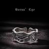 Retro Horus Demon Eye Ring For Men Zinc Alloy Color Punk Gothic Adjustable Open Ring Handmade Rock Unisex Zircon Accessories Gift