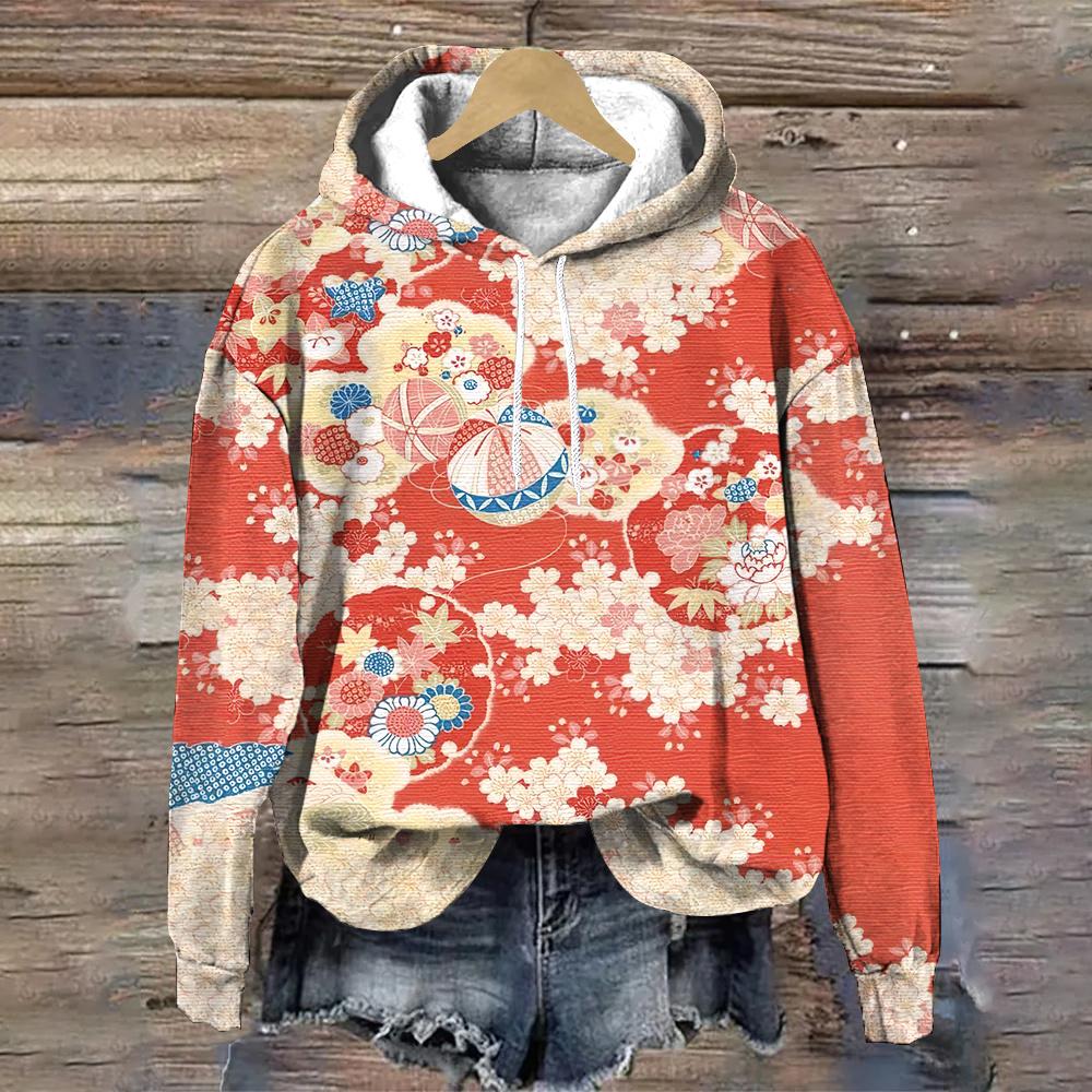 Изысканный цветочный принт Harajuku пуловеры толстовки модные осень/зима женские толстовки свободные длинные рукава женские толстовки
