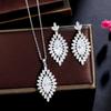 Copper Inlaid Zircon Earrings Necklace Two-Piece Set Exotic Style Women'S Elegant Pendant Earrings Jewelry Set Chain