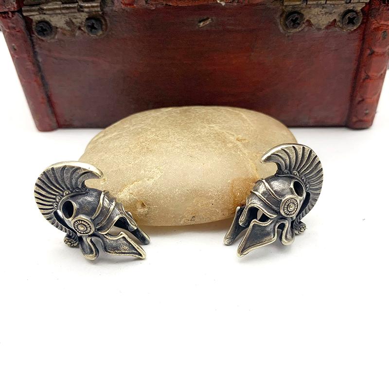 Brass Spartan Helmet Paracord Rope Beads Pendant Outdoor Tool Jewelry Accessory