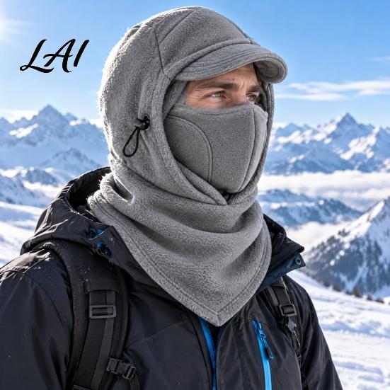 Winter Sports Face Shield Balaclava Ski Mask Windproof Fleece Cover Hat with Brim Neck Hiking Skiing Protection Mask Warmer Adjustable Thermal