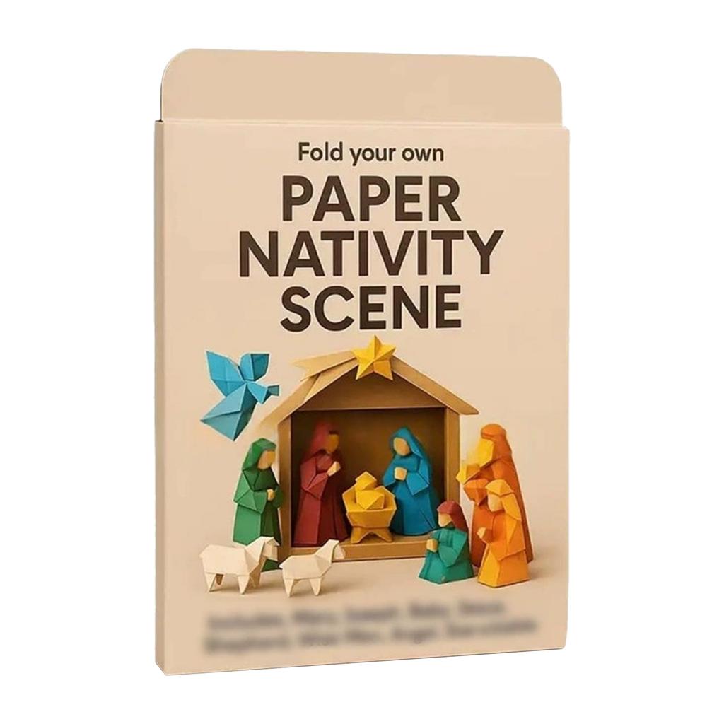 Christmas DIY Paper Nativity Scene Craft Kit W/ Jesus Angel & Animal Nativity Scene Origami Set for Xmas Decor Family Activities