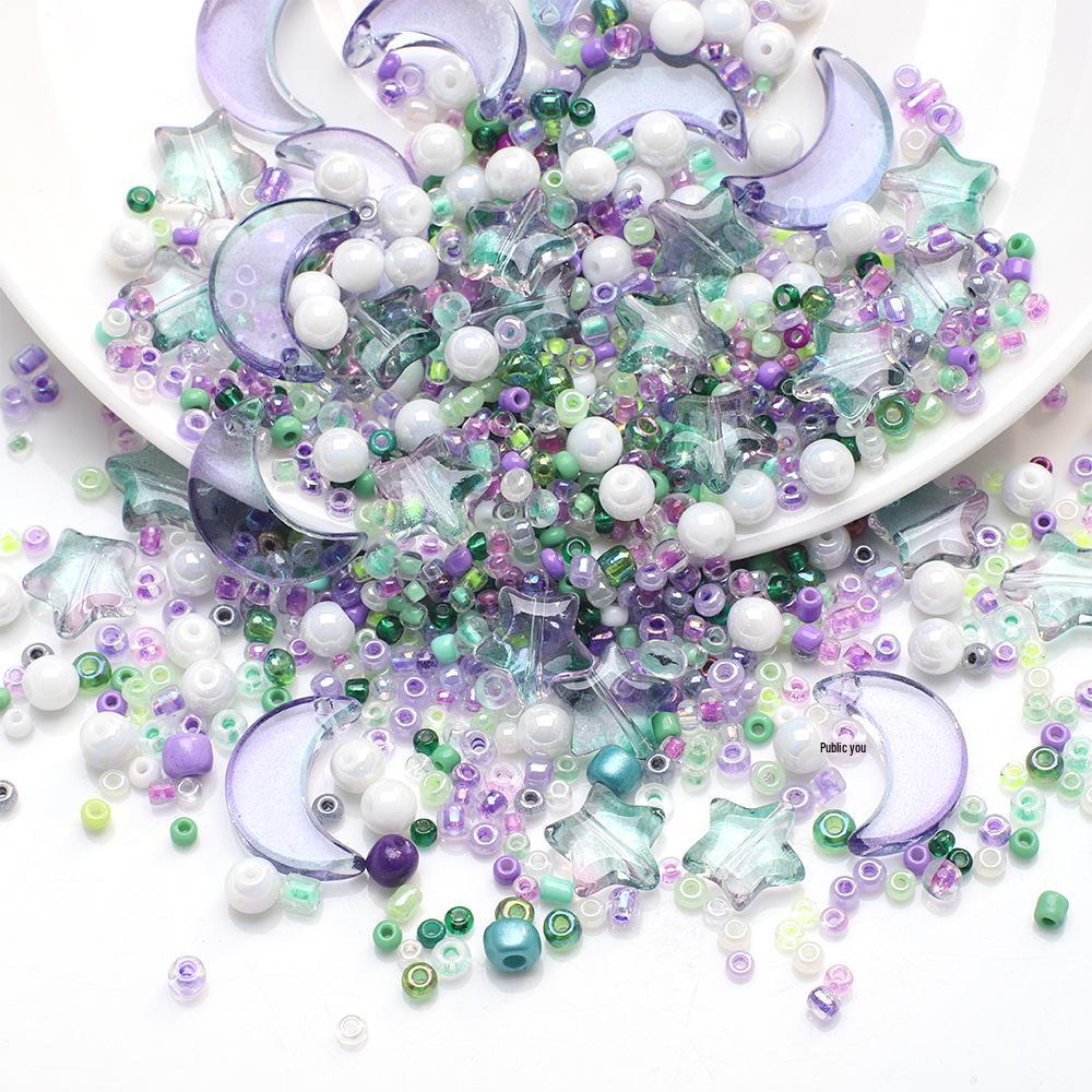 Набор для изготовления украшений своими руками из бусин-звездочек и лун, а также бисера для серег, браслетов и ожерелий