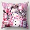 1 шт. Розовая рождественская наволочка Милый снеговик Санта-Клаус Прочная наволочка 2025 Новинка для украшения дома Рождество Новый год