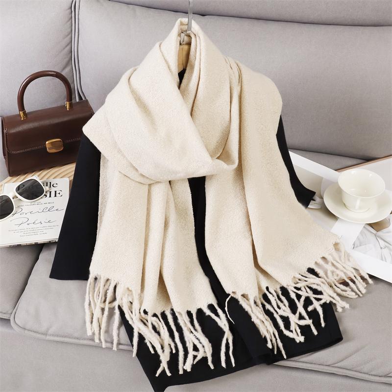 New Winter Scarf For Women Long Warm Cashmere Scarves Hijab Solid Lady Shawl Wrap Female Pashmina Bandana Head Scarfs
