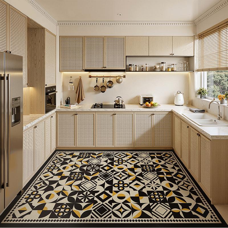Ковер для кухни ПВХ напольный коврик большого размера водонепроницаемый противоскользящий коврик виниловая кожа маслостойкий коврик для ног ретро домашний декор ковры