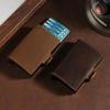 Vintage 2025 Men's Double-Layer Crazy Horse Leather Card Holder with Push-Button Pop-Up and Aluminum Clip