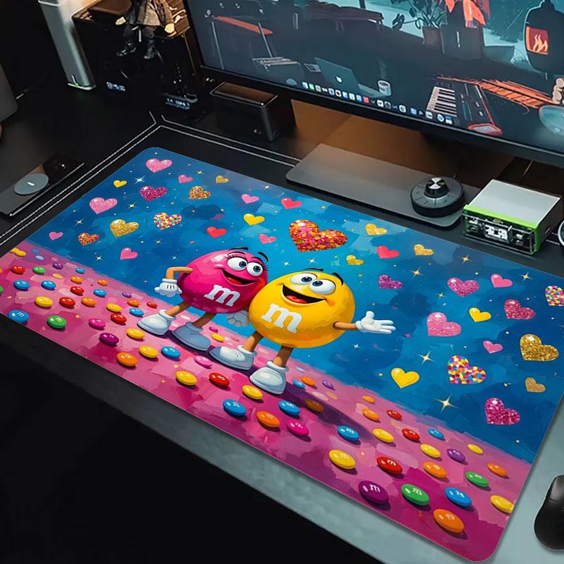 Коврик для мыши M&M's большого размера, большая подушка для игрового стола, нескользящий коврик XXL для ноутбука, планшета, игровая подкладка для мини-ПК с заблокированным краем