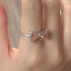 Открытое кольцо Love pink bow для женщин с розовыми бриллиантами и цирконами, изысканное французское слегка инкрустированное кольцо для милой девушки
