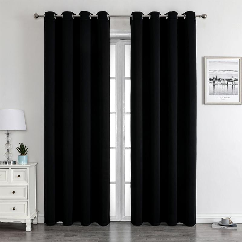 Grommet Solid Blackout Curtains for Bedroom and Living Room Window Drapes Thermal Insulated Room Darkening Curtains