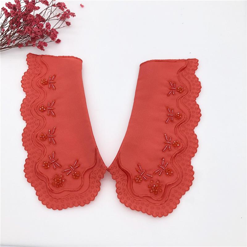Embrodiery Neckline Collar Cover Lace Flower Bead Peter Pan Fake Collar Women Detachable Collars Removable Lapel False Faux Col