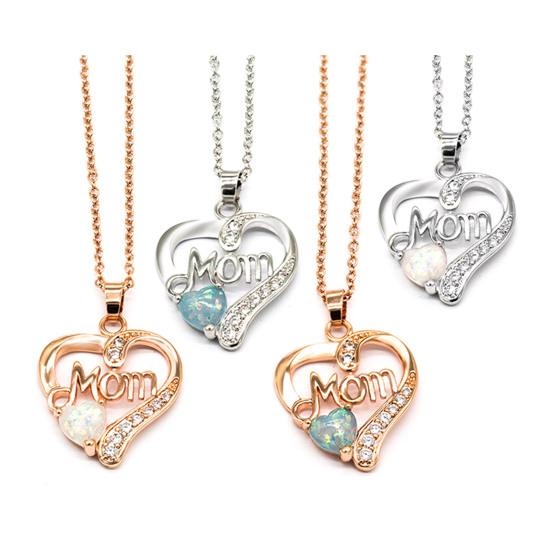 Ожерелья с подвеской в виде сердца для женщин «Я люблю тебя, мама», ожерелье в виде сердца из кубического циркония на День матери, подарок на день рождения