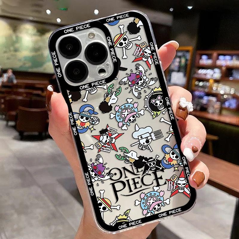 Японское аниме L-Логотип Луффи Чехол для iPhone 16 15 14 13 12 11 Mini Pro Max X XR XSMax 7 8 Plus SE20 Ван Пис Прозрачный чехол