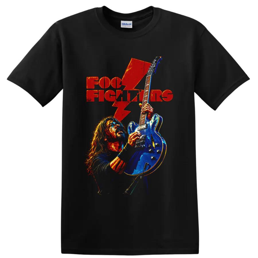 Foo Fighters Guitarist T Shirt Rock Lightning Bolt Concert Graphic Print Tee