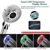 Pommeau de Douche LED, 3 Couleurs Douchette Douche avec Affichag de Temprature, Douchette Douche Salle de Bain, Pommeau Douche Economiseur D'eau, Tte 