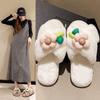 Fashion student flat-bottomed shit-stepping slippers 2025 autumn and winter new non-slip women's cotton slippers women's outer wear
