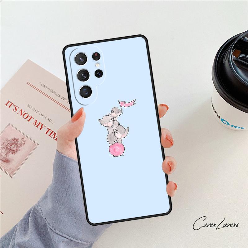 Cute Baby Elephant phone case For Samsung Galaxy S24 S25 S23 S22 Ultra Note 10 20 Plus S20 S21 FE Cover