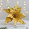 New Fabric Plastic Christmas Artificial Flowers 25cm DIY Decoration Fake Flower Ornaments Glitter Poinsettia Xmas