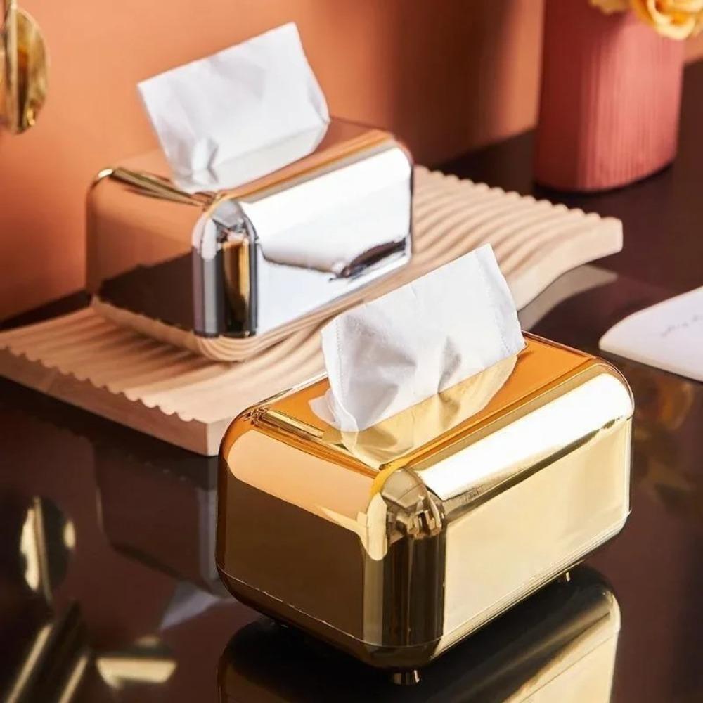 Gold/Silver Tissue Boxes Removable Paper Case Retro Napkin Holder