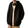 Men Hooded Jacket Zip-up Loose Sweatshirt Jacket Solid Color Casual Spring Autumn Hoodie for Sports School Street Daily Wear