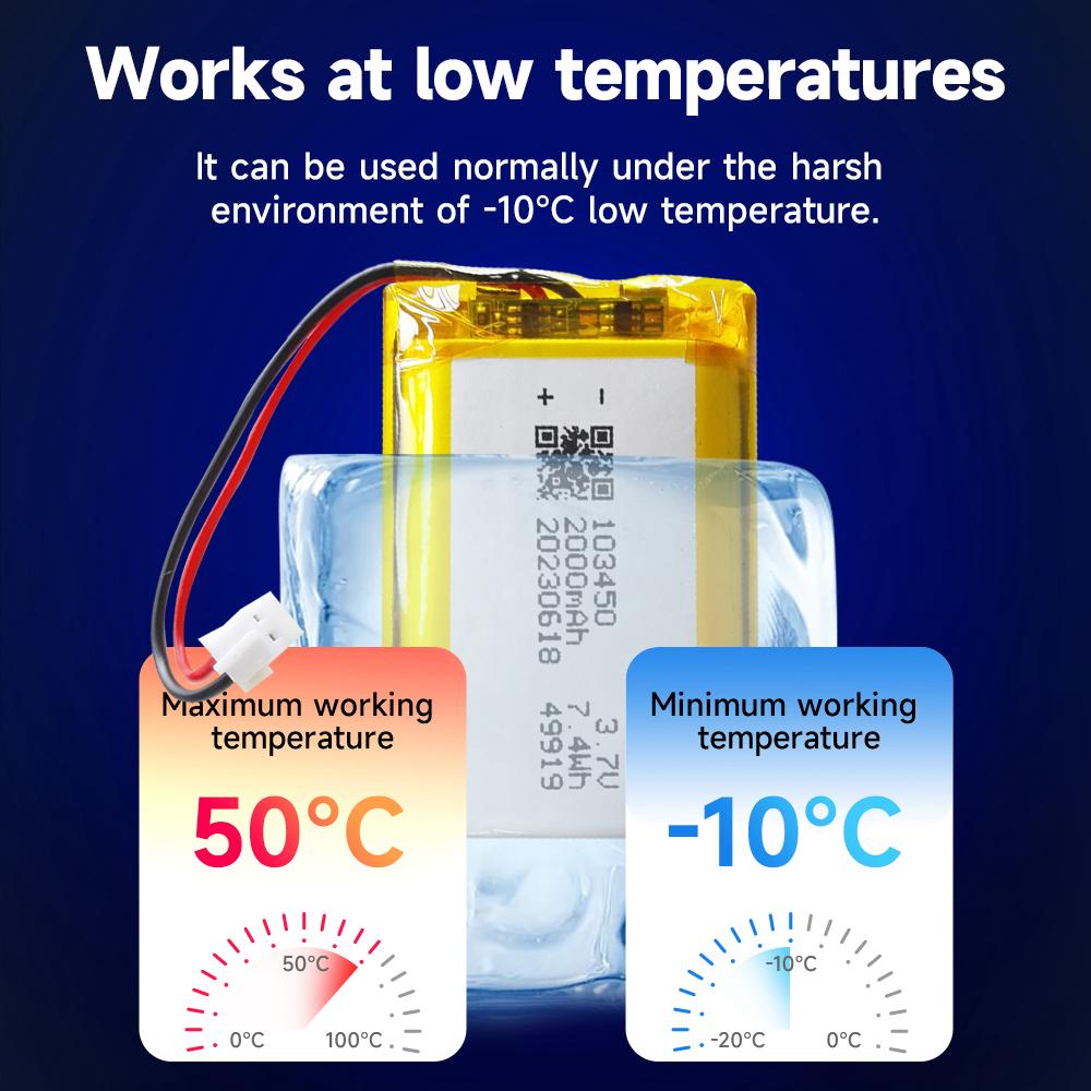 Rechargeable 3.7V 2000mAh Li-Po Battery 103450 Lithium Polymer Battery Li-Po Li Ion Lipo Cells For GPS MP3 MP4 Driving Recorde