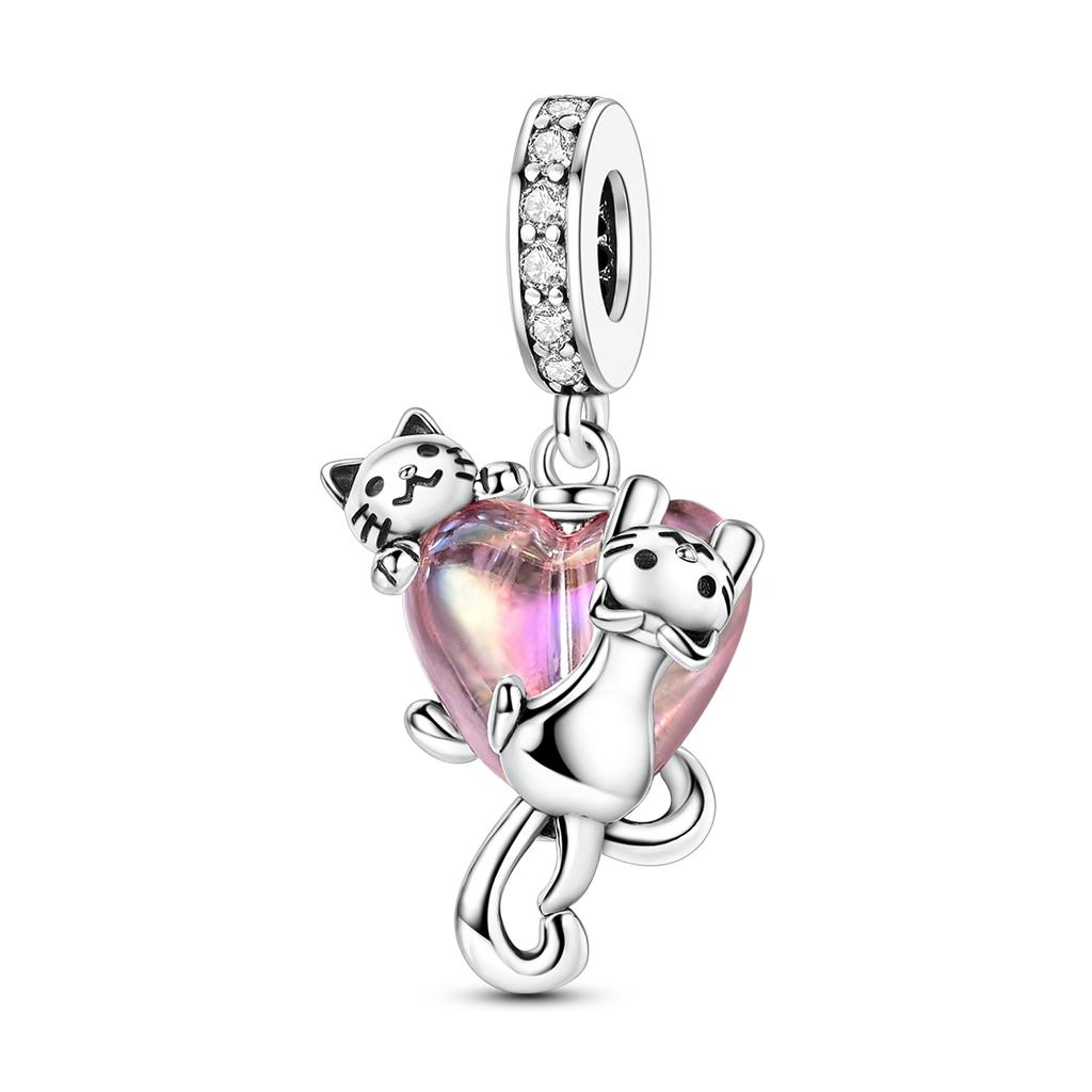 Медь Оригинальный Шарм Розовая Тритон Принцесса Платье Сердце Подвески Подходит Браслет Бусины Изготовление Женщина Тонкие Ювелирные Изделия Подарок