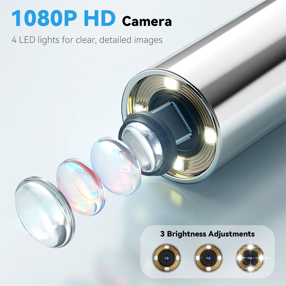 1080P HD Ear Camera 5-in-1 Smart Detector with Screen Ear Scoop Set 6 Replacement Ear Scoops 12 Replacement Check Heads Ear Tool