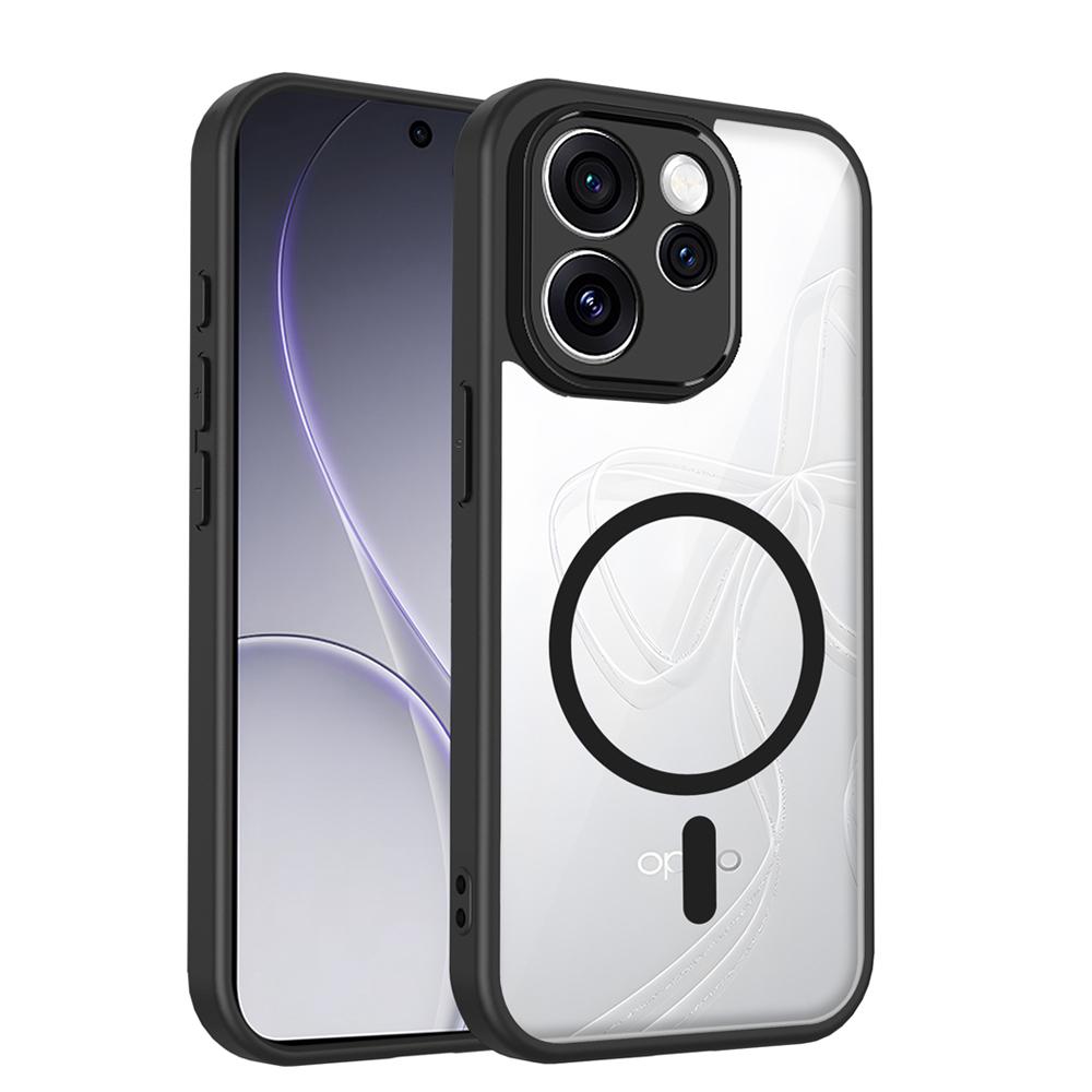 KEYSION Transparent Magnetic Phone Case for OPPO Reno15 Pro Max 5G Silicone+PC HD Clear Shockproof Cover for OPPO Reno15 F 5G