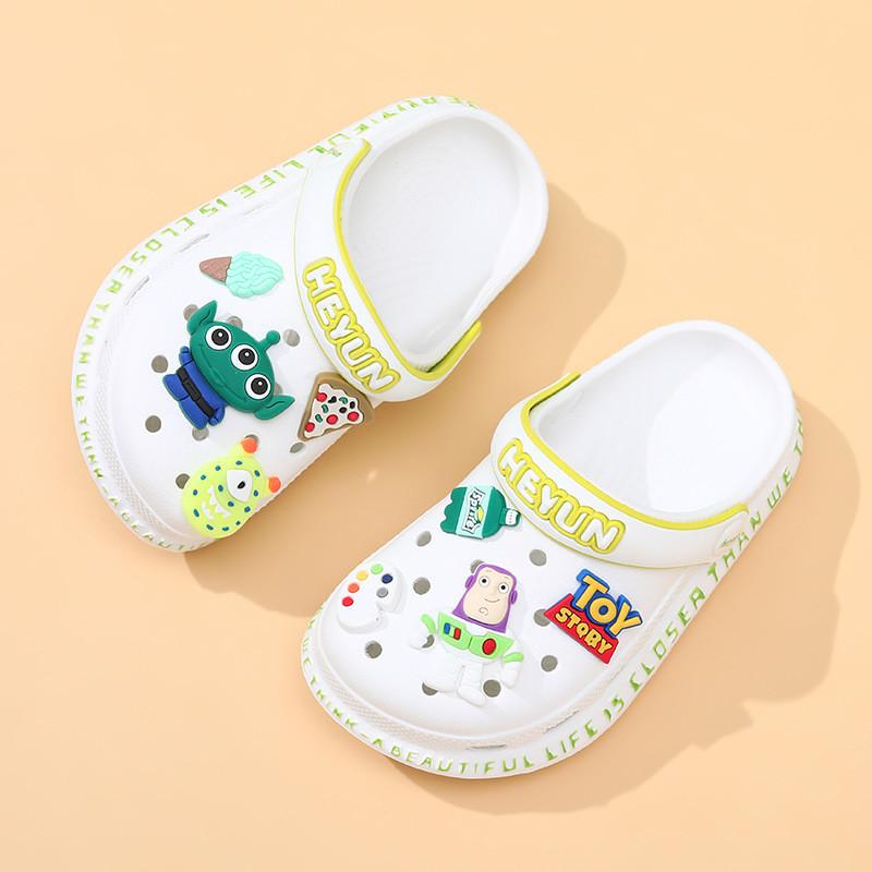 Стильные мультяшные детские туфли с отверстиями, дышащие летние сандалии для мальчиков и девочек, удобный дизайн из ЭВА