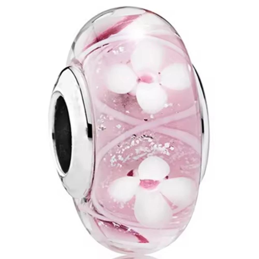 Новые оригинальные медные бусины-шармы из муранского стекла в виде цветка и листа, космическая радуга, для браслета, сделай сам, женские ювелирные изделия, подарок