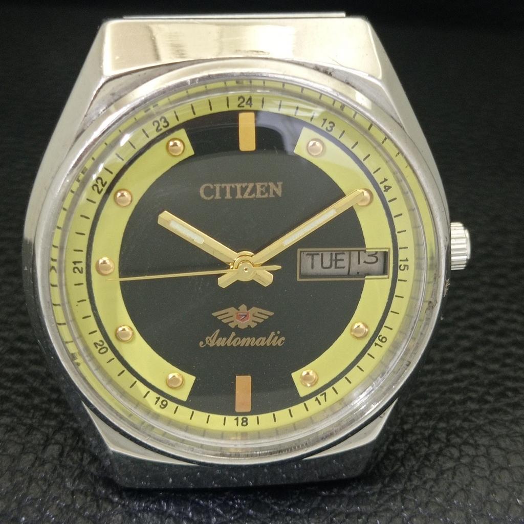 ВИНТАЖНЫЕ МУЖСКИЕ ЧАСЫ CITIZEN AUTOMATIC 8200 JAPAN С ЧЕРНЫМ ЦИФЕРБЛАТОМ a702761-1 R210-a702761