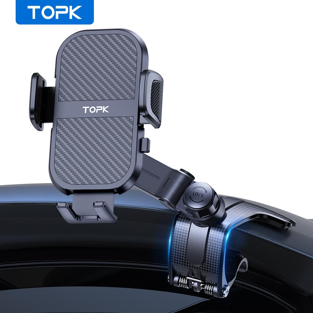 TOPK Car Phone Holder Stand Universal Dashboard Car Clip Mount GPS Bracket Car Mobile Phone Support in Car For iPhone Samsun