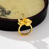 Vietnamese Sand Gold Peony Filigree Zircon Women's Open Ring - Long-Lasting Color Retention