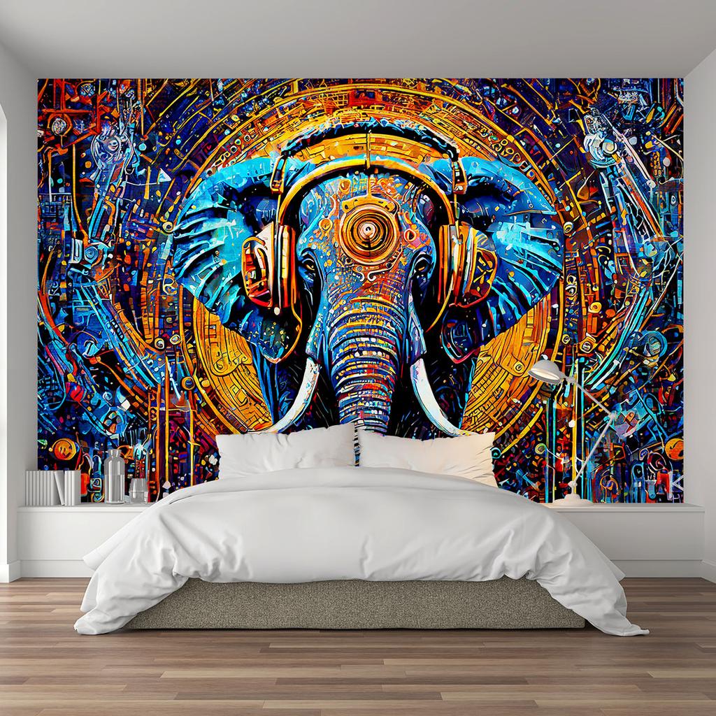 Wallpaper Elephant in headphones Abstraction