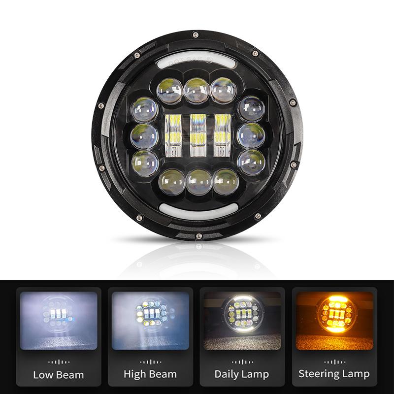 7" Inch Motorcycle LED Headlight Hi/Lo Beam Assemblies Lamp Projector 7 Inch Off Road Round Auxiliary Headlight