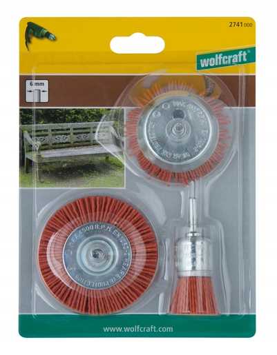 Wolfcraft Nylon Coated Wire Brush Set 3 Pcs