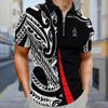 Мужская рубашка поло повседневная на молнии с коротким рукавом модная повседневная на молнии летняя весенняя рубашка стандартного кроя с 3D ослепительным рисунком