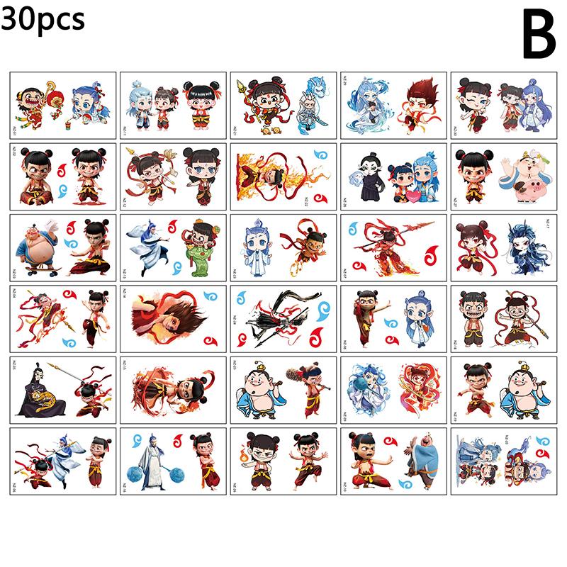 30 шт. Nezha Ao Bing водонепроницаемые и прочные цветные татуировки на руку наклейки мультфильм аниме персонажи дети временные татуировки наклейка