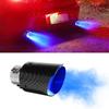 Flame Thrower 63mm Car Exhaust Pipe Tail Carbon Fiber Exhaust Tip Blue LED Luminous Exhaust Outlet Tip Car Muffler With Light