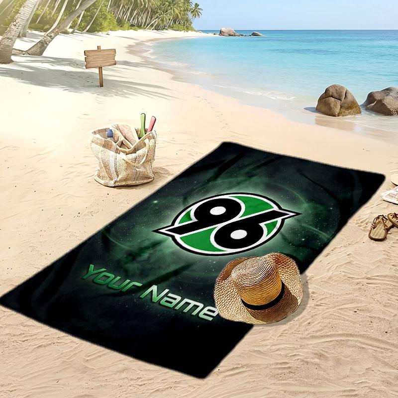 Hannover 96 Personalized Printed Beach Towel Soccer Logo Support Custom Name Text Absorbent Towel For Sport Travel Special Gift