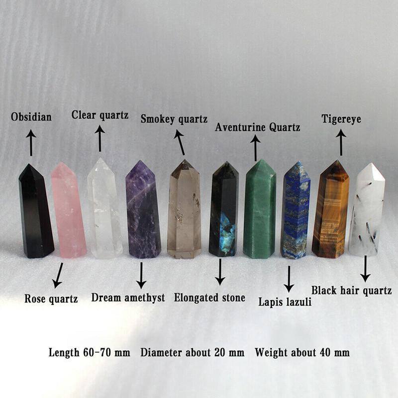 6070mm Natural Quartz Crystal Point Healing Obelisk Hexagonal Wand Decor Reiki