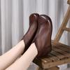 Johnature Flat Ankle Boots Retro Genuine Leather Round Toe Soft Soled Versatile Women's Shoes