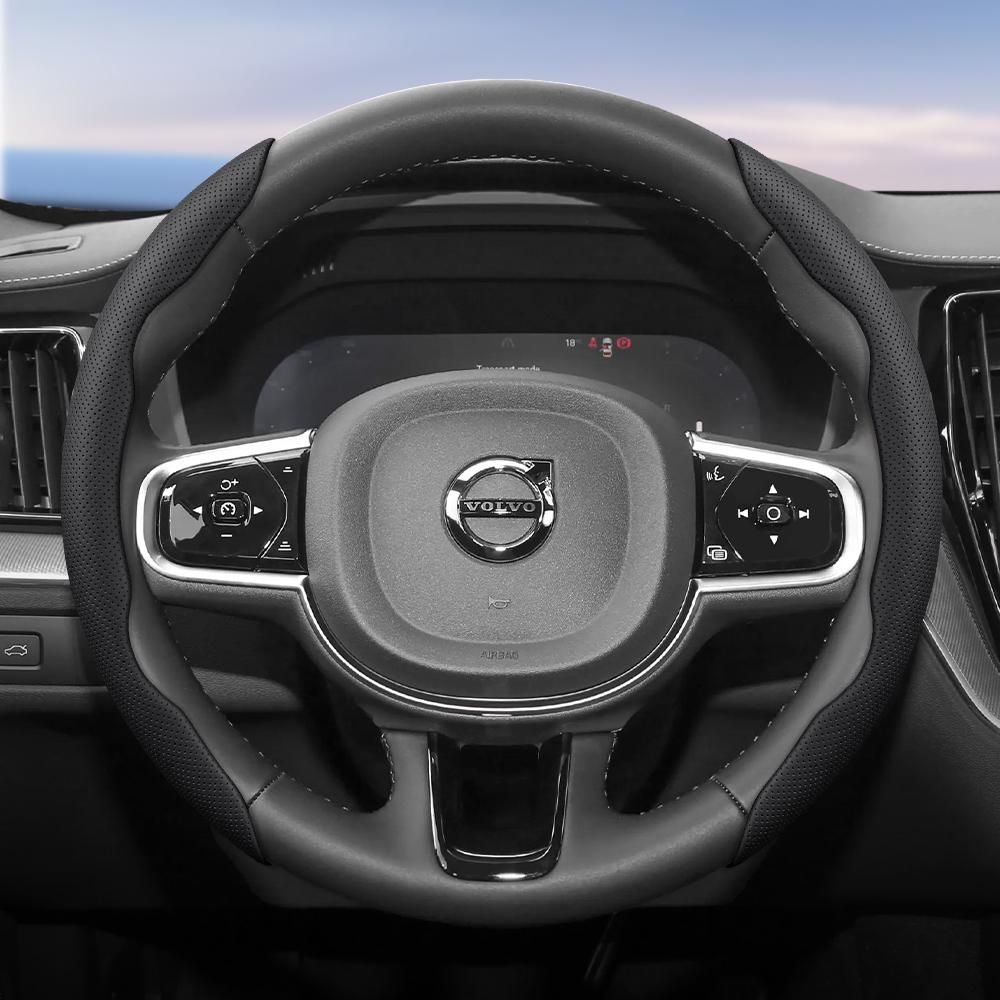 Подходит для Volvo Дышащие отверстия Кожаная накладка на руль Сегментированная конструкция с быстрым снятием Нескользящая Прочная V40 V70 S60 C30 S40 S90 Xc9