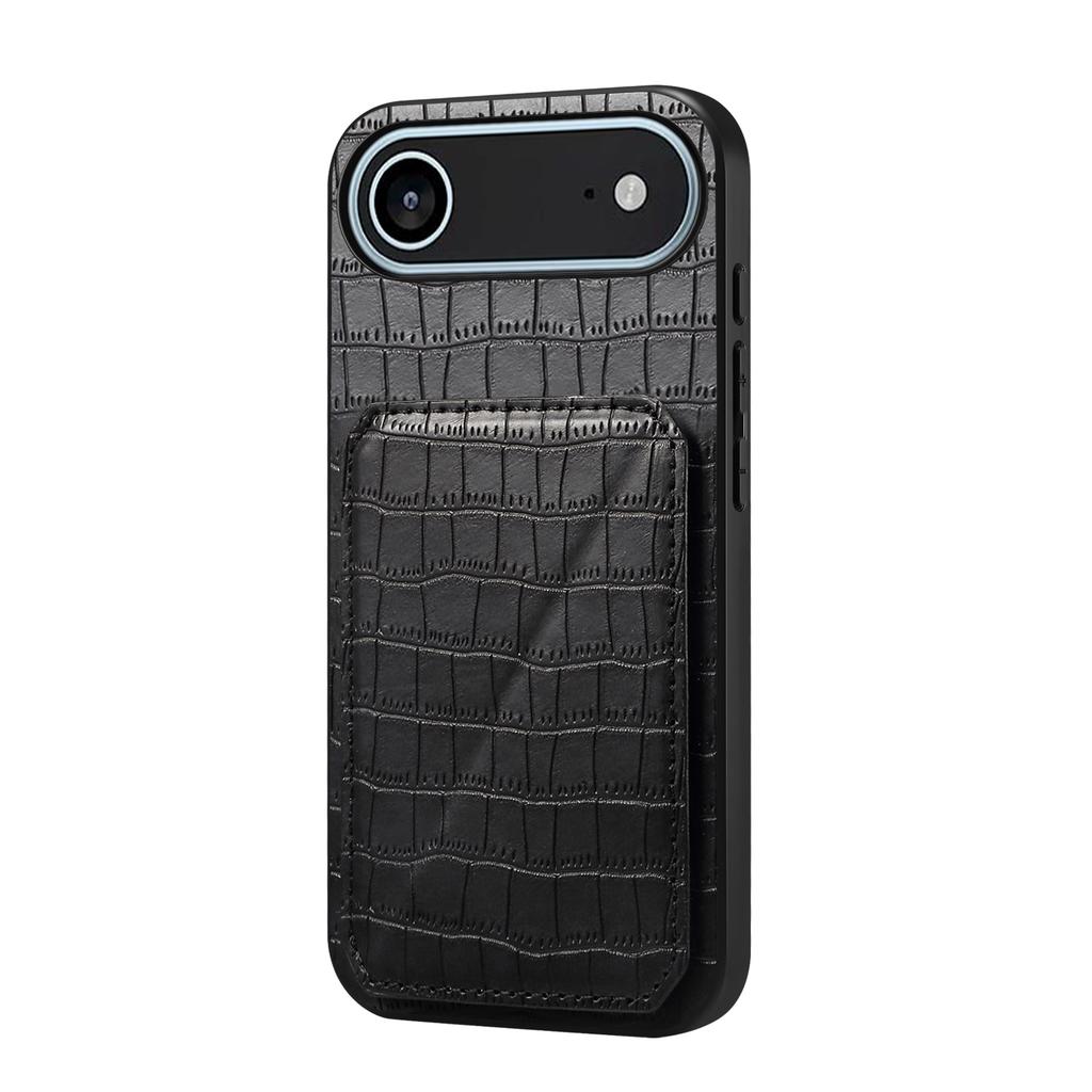 Для iPhone 17 Air Чехол с держателем для карт Кожа+ПК+ТПУ Текстурированная под крокодила задняя крышка